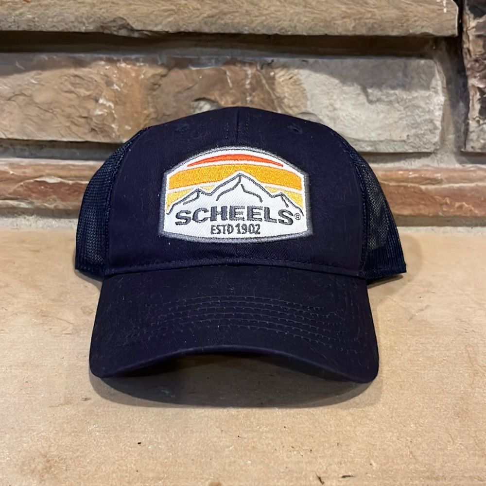 Scheels Mountain Logo Mesh Trucker Snapback Baseball Hat